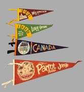 5 collectable Vintage Pennant , 17",17", 21", 26" long