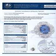 14K WHITE GOLD BLUE SRI LANKA SAPPHIRE AND DIAMOND RING 3.62 C.T.W.