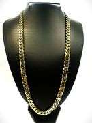 Heavy 101.8 Gram 14 Kt Gold Plated Cuban Curb Link Necklace