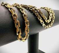 Huge 41.6 Gram 14 Kt Gold Plated Byzantine Rolo Link Chain Necklace