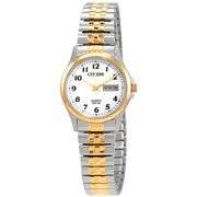 Citizen Quartz White Dial Two-Tone Expansion Ladies Watch