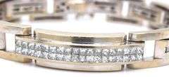 18KT White Gold Princess Cut Diamond Link Bracelet 8.25 Inches with Certificate