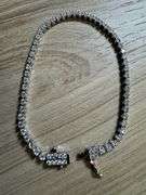 Rhodium Plated 925 Sterling Silver Round Moissanite 2.25mm 7" Tennis Bracelet