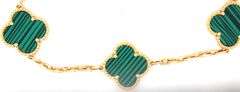18kt Yellow gold Malechite 5 motif clover bracelet