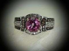 Feminine 14K  Pink Tourmaline & Diamond Ring