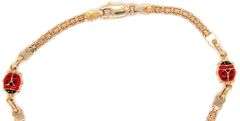 14kt Yellow gold Lady bug station link bracelet