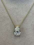 BRAND NEW 14K Yellow Gold Pear Cut Diamond Solitaire Pendant Necklace