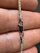 Gold Plated Sterling Silver Popcorn Roc Chain 2.2mm 925 2-Tone Criss Cross Necklace 22"