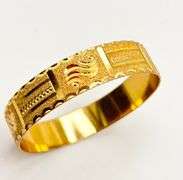 22KT Yellow Gold Ethnic Idian style Bangle Featuring Intricate Textured Motifs