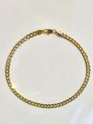 Beautiful Yellow Gold Plated Textured Cuban Link Ankle Bracelet
