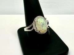 Amazing 5.75 Ct Simulated Color Play Rainbow Opal Ring