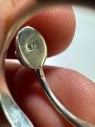 Sterling Silver 925 Titanium Coated Druzy Agate Crystal Stone Ring Adjustable Spoon Band