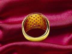 14 Kt Yellow Gold Plate 5.75 Cttw Simulated Diamond Ruby Ruby Ring