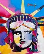 Highly Collectible Peter Max Original Mixed Media Acrylic Statue of Liberty