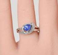 Sterling Silver Sapphire Gemstone ring with Diamond Accents