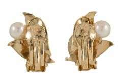 Mikimoto Pearl Leaf Clip-On Earrings in 14K
