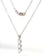 14kt White gold 1ctw three stone diamond pendant on chain