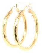 14kt Yellow gold diamond cut hoop earrings