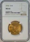 Superb Near Gem BU 1910 $10 Indian Gold Piece. NGC MS64