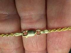 Italian Sterling Silver 2mm Rope Chain Gold Plated Diamond Cut 925 Italy 18"