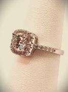 Dazzling 14 Kt White Gold Plate 2.85 Ctw  Amber Ice Fire Moissanite Ring