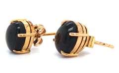 14kt Yellow Gold oval Star Sapphire Stud Earrings