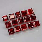 Tremendous 7.25ct princess cut cherry red Garnet set