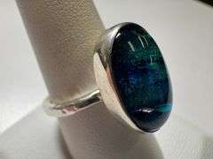 Sterling Silver 925 One of a Kind Dichroic Glass Ring Size 9