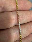 Sterling Silver Diamond-Cut Tri-Color Rope Chain 1.7mm 925 Gold Plated Necklace 18"