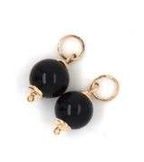 14kt Yellow gold black onyx hoop charms