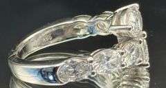 14K WHITE GOLD 3.45CTW PEAR & OVAL LAB GROWN DIAMOND RING