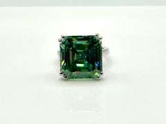 Extraodinary Large 16.35 Ct Russian Color Change Lab Simulated Alexandrite Asscher Cut Ring