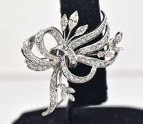 Stunningly  Beautiful 14K White Gold Diamond Brooch