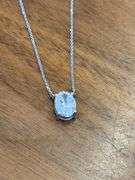 I.G.I CERTIFIED 14K White Gold Solitaire Oval Diamond NECKLACE