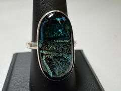 Sterling Silver 925 One of a Kind Dichroic Glass Ring Size 8.5