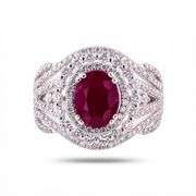 PLATINUM MADAGASCAR RUBY AND DIAMOND RING 3.51 C.T.W.