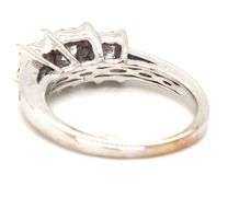 14kt White gold 0.65ctw princess and round brilliant cut 3 stone diamond halo ring