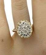 Vintage 14kt Yellow gold 2.25ctw diamond cluster ring