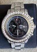 Investment! Showstopper Breitling Super Avenger II Iced Out Custom Made Diamond Watch