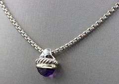 David Yurman 2 tone Acorn amethyst necklace
