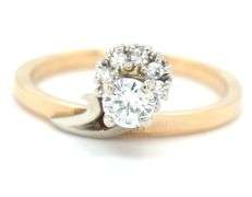 14kt Yellow gold 0.35ctw diamond halo fancy ring