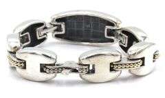 925 Sterling silver Lagos Caviar two tone Panel bracelet