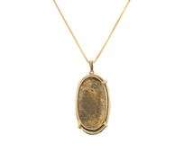 18kt Yellow gold oval Turquoise pendant on box chain