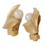 Mikimoto Pearl Leaf Clip-On Earrings in 14K
