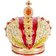 Enameled Royal Crown with Rhinestones Trinket Box