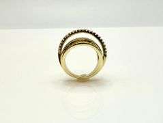 Sparkling 14 K Yellow Gold Plate  CZ Single Band Trendy Stack Look Ring