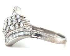 10kt White gold 0.76ctw RBC and baguette diamond cluster ring