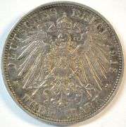 1913-D German States/Bavaria 3 Mark in Choice XF