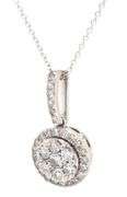 14kt White gold 1.25ctw diamond cluster pendant on chain