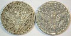 Pair of sharp Barber Quarters: 1908-D in XF & 1915-D in VF